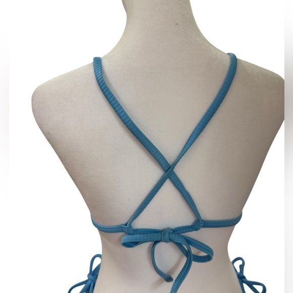 Blue Ribbed string  Bikini Set by Wild Fable top is size small bottom is size XS - Picture 7 of 10